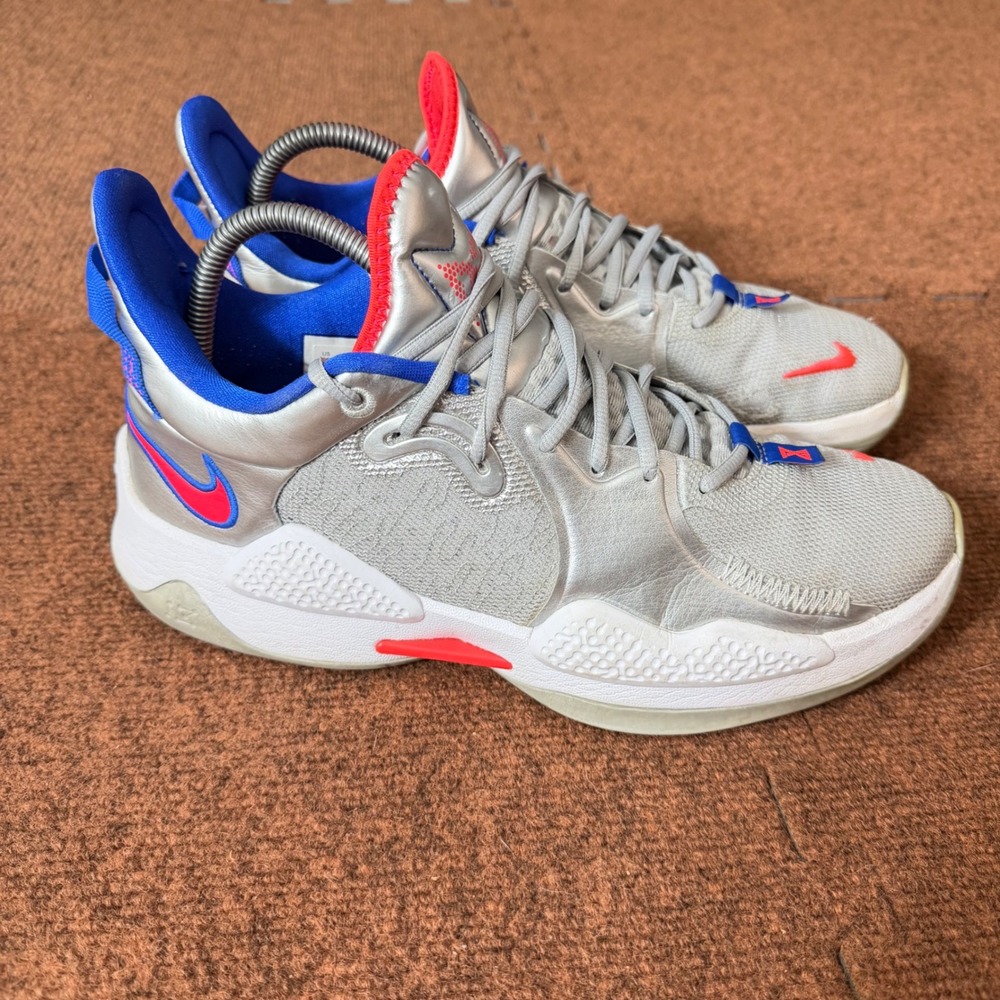 Nike PG 5 Metallic Silver Royal Blue Crimson Mens Basketball Shoes CW3143-005 10